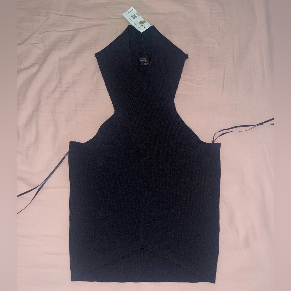 NWT Turtle Neck Criss Cross Cropped Wrap Blouse Size M/L